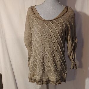 Made In Italy Elegant Layered Tan Women's Top